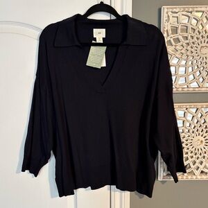 H&M Navy Knit Collared Sweater